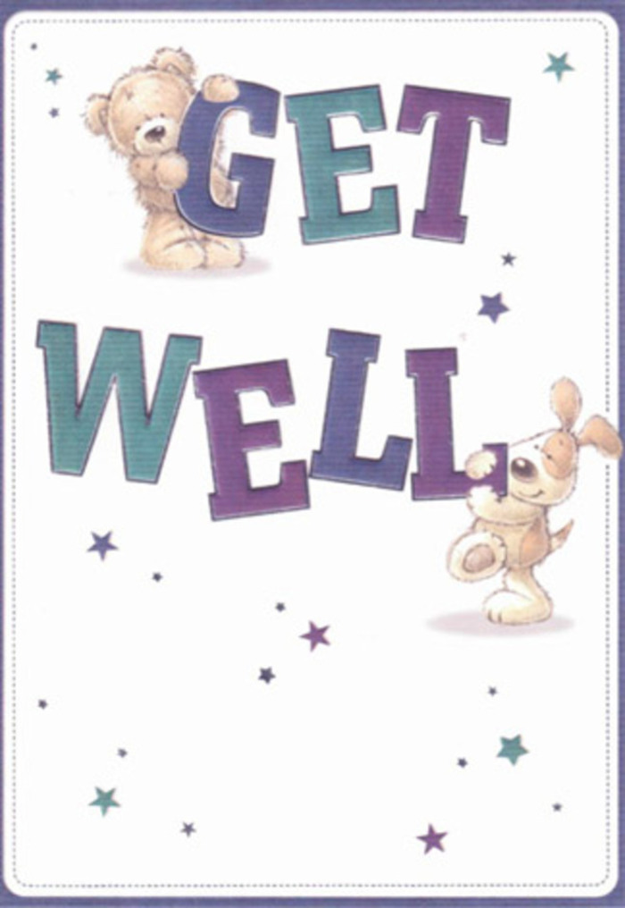A celebration of gentle encouragement, this get well card sparkles with the kind of cheerful reassurance so often found in Petts Wood's leafy avenues. Illustrated at the centre, a friendly bear and a playful puppy exchange a glance of pure goodwill, their soft, textured fur inviting the sense of touch like the petals of a fresh bouquet from your local florist. Dancing stars sweep overhead, tossing good wishes into the crisp air above woodland-style lettering that spells out 'Get Well.' Plump, confident letters in saturated purples and aquas ground the design in lively energy, reminiscent of the vibrant blooms one might choose for a neighbour recovering along Queensway. The backdrop-a clean, creamy white-offers a feeling of calm similar to the peace found in a quiet garden at dawn. Every detail, from the velvety slant of the puppy's ears to the gentle shading on the bear's face, is arranged with the same care and intention as a hand-picked arrangement from Petts Wood Florist. There's a lightness to the mood, both comforting and uplifting, designed to lift spirits and express warmth. Whether sent with a bouquet to brighten a friend's bedside or on its own, this card radiates heartfelt positivity and thoughtful support rooted in the neighbourhood's strong sense of community.
